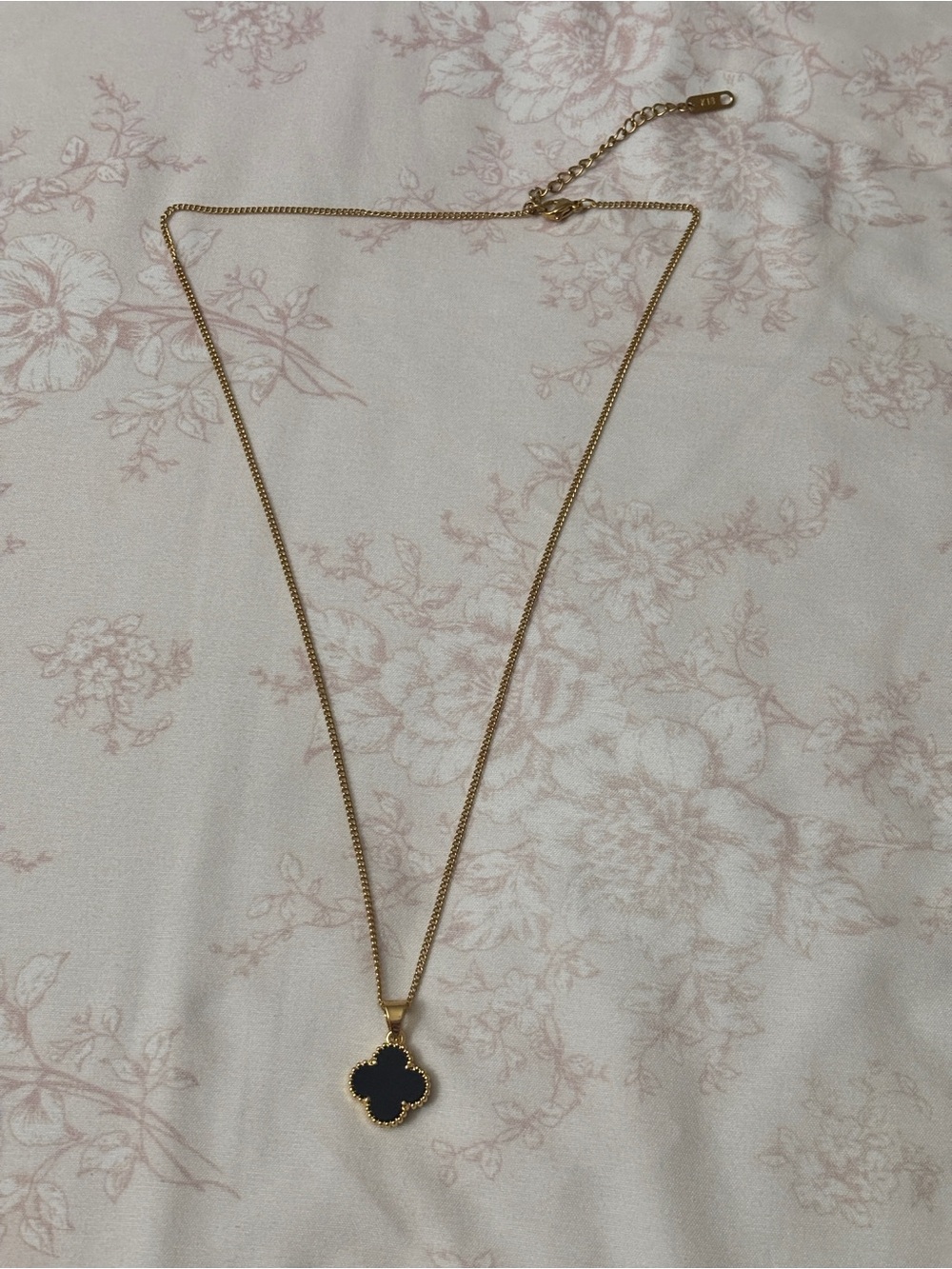 18k gold plated Necklace with Black Clover Pendant
